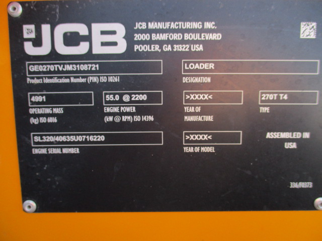 2021 JCB 270T Compact Track Loader