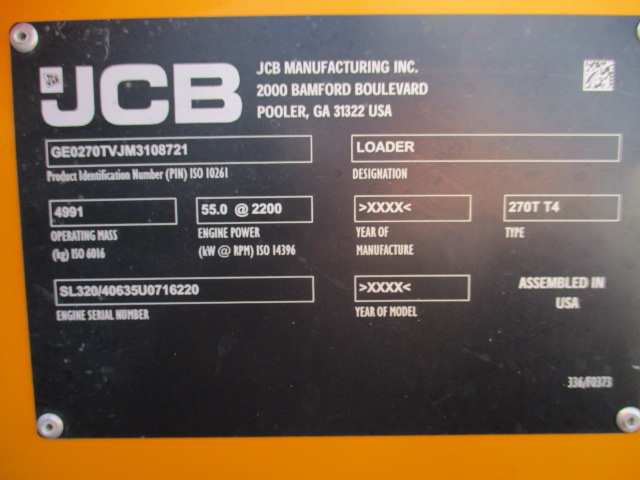 2021 JCB 270T Compact Track Loader