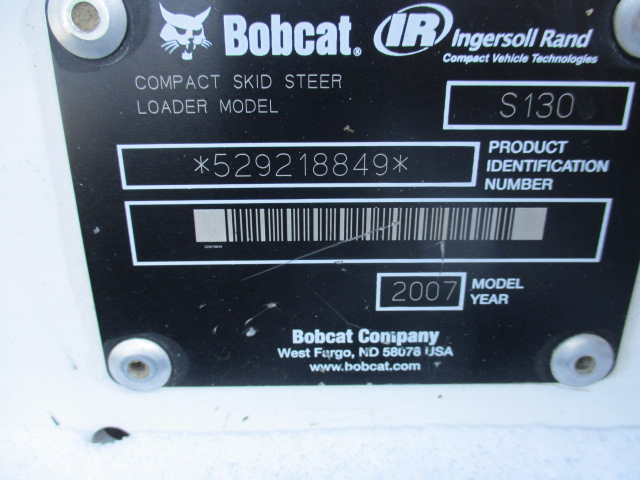 2007 Bobcat S130 Skid Steer Loader