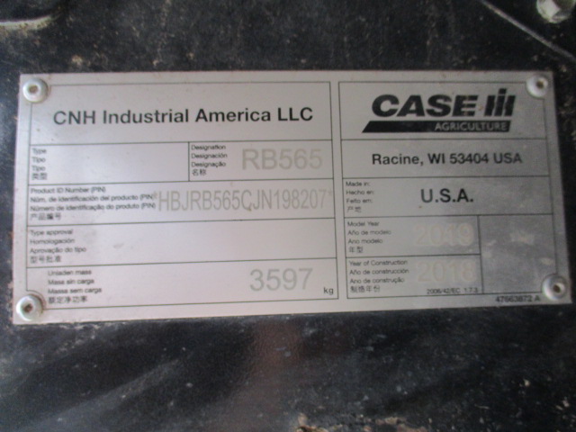 2019 Case IH RB565 Baler/Round