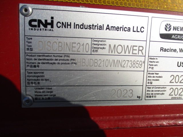 2022 New Holland 210 Mower Conditioner