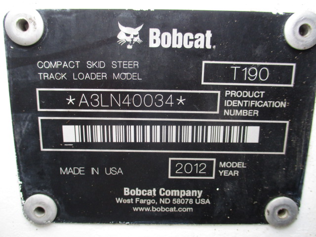 2012 Bobcat T190 Compact Track Loader