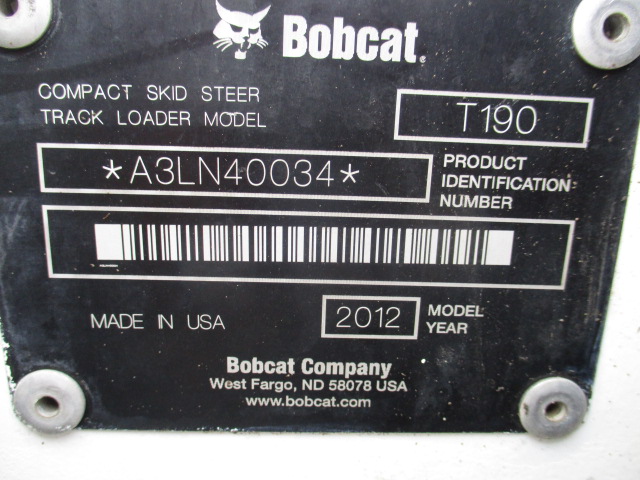 2012 Bobcat T190 Compact Track Loader