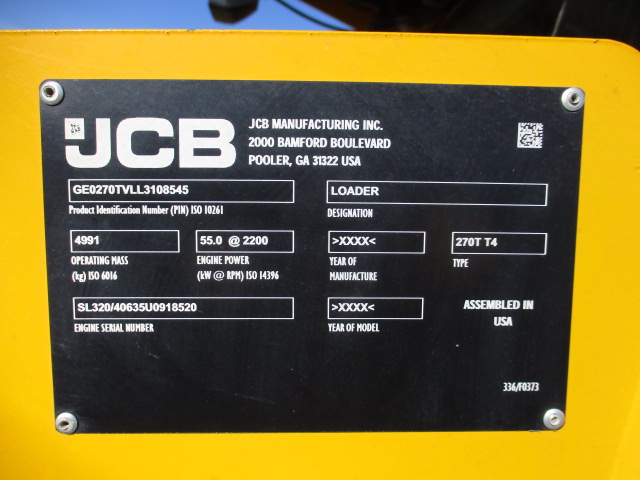 2020 JCB 270T  T4 Compact Track Loader