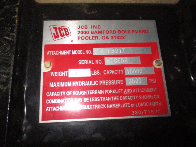 2025 JCB Tool Carrier carriage 66" w/2 1/4" fork bar Attachments