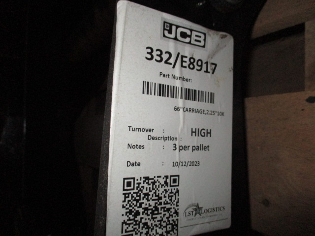 2025 JCB Tool Carrier carriage 66" w/2 1/4" fork bar Attachments