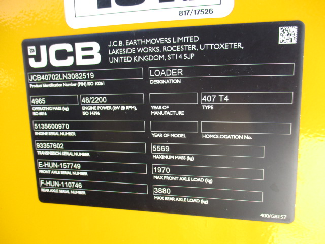 2021 JCB 407 T4 Wheel Loader