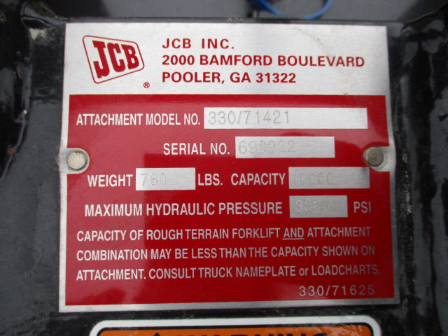 2025 JCB 330/71421 JCB 48" Wide Side Tilt Carriage 2 1/4" f Pallet Fork