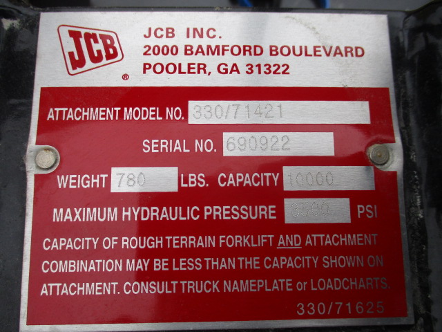 2025 JCB 330/71421 JCB 48" Wide Side Tilt Carriage 2 1/4" f Pallet Fork