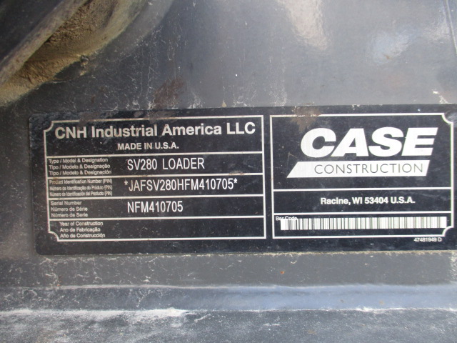 2015 Case SV280 Skid Steer Loader