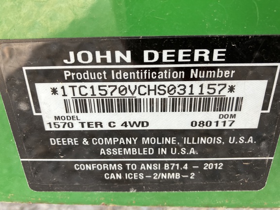 2017 John Deere 1570 Mower/Front Deck