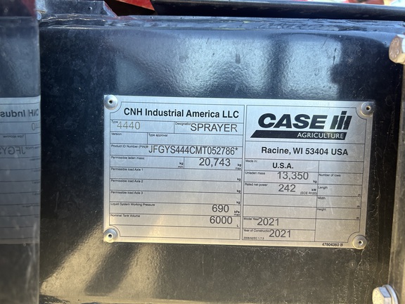 2021 Case IH Patriot 4440 Sprayer/High Clearance