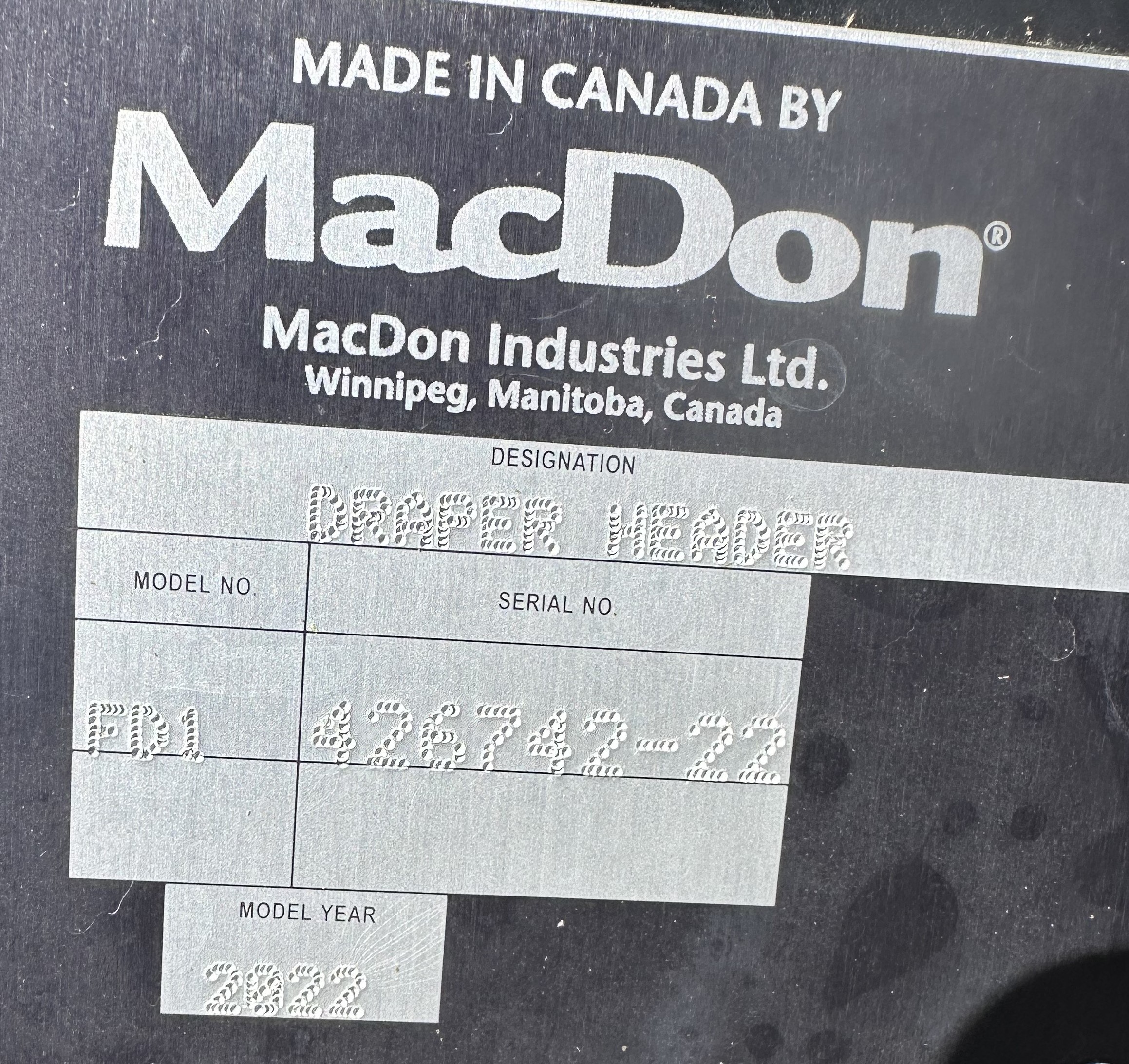 2022 MacDon FD140 Header Combine