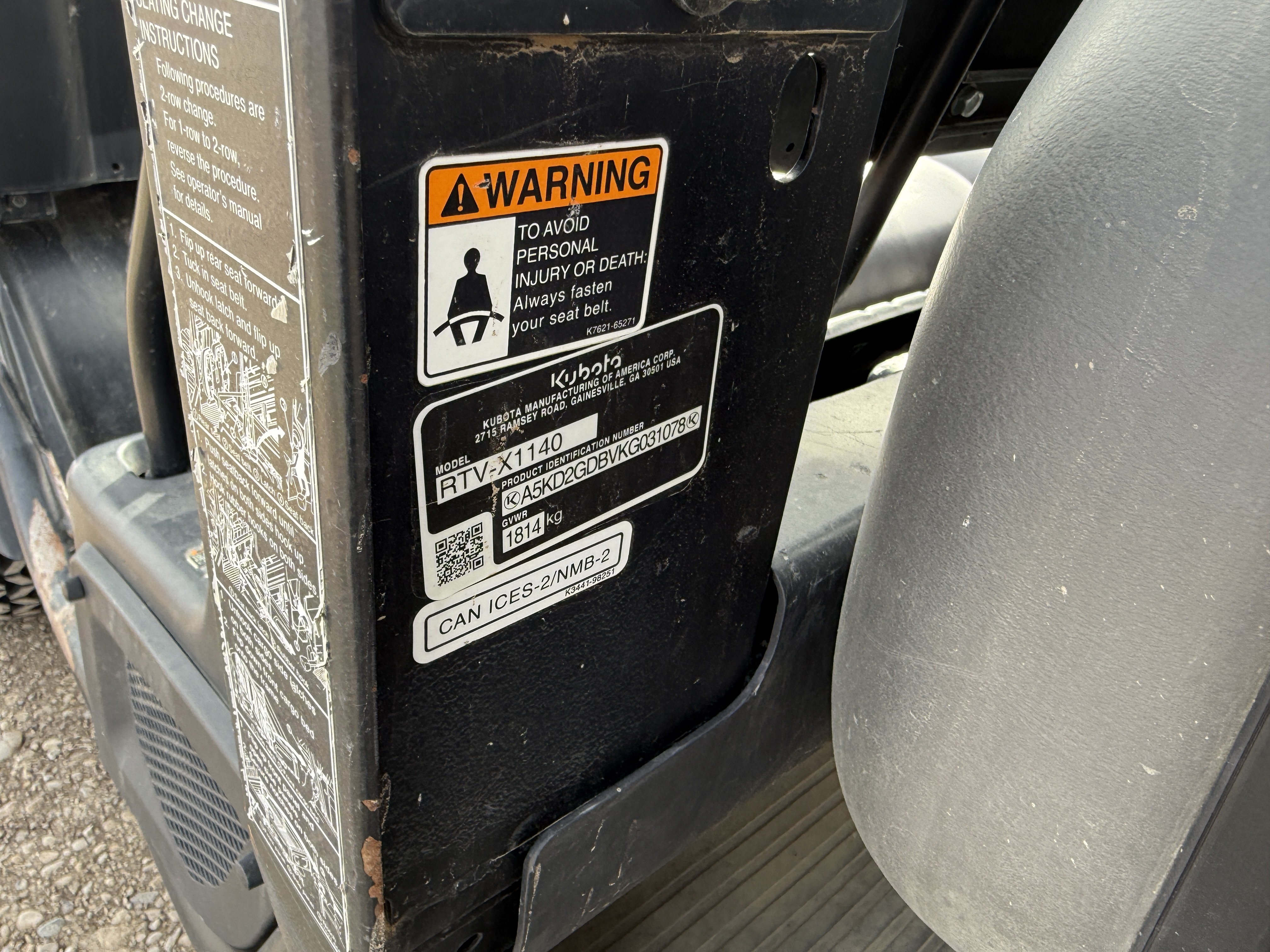 2019 Kubota RTV-X1140 Utility Vehicle