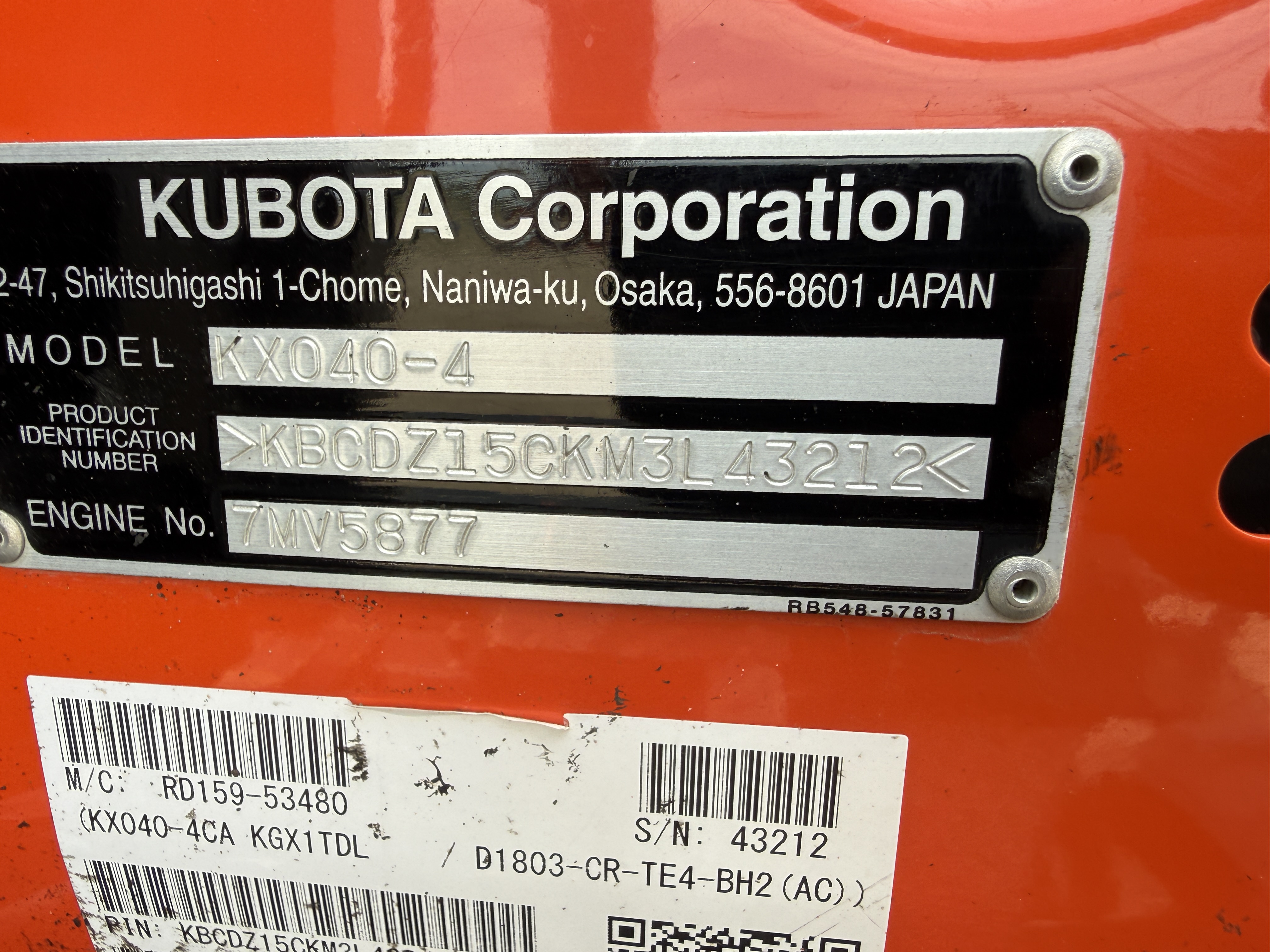 2022 Kubota KX040-4 Excavator