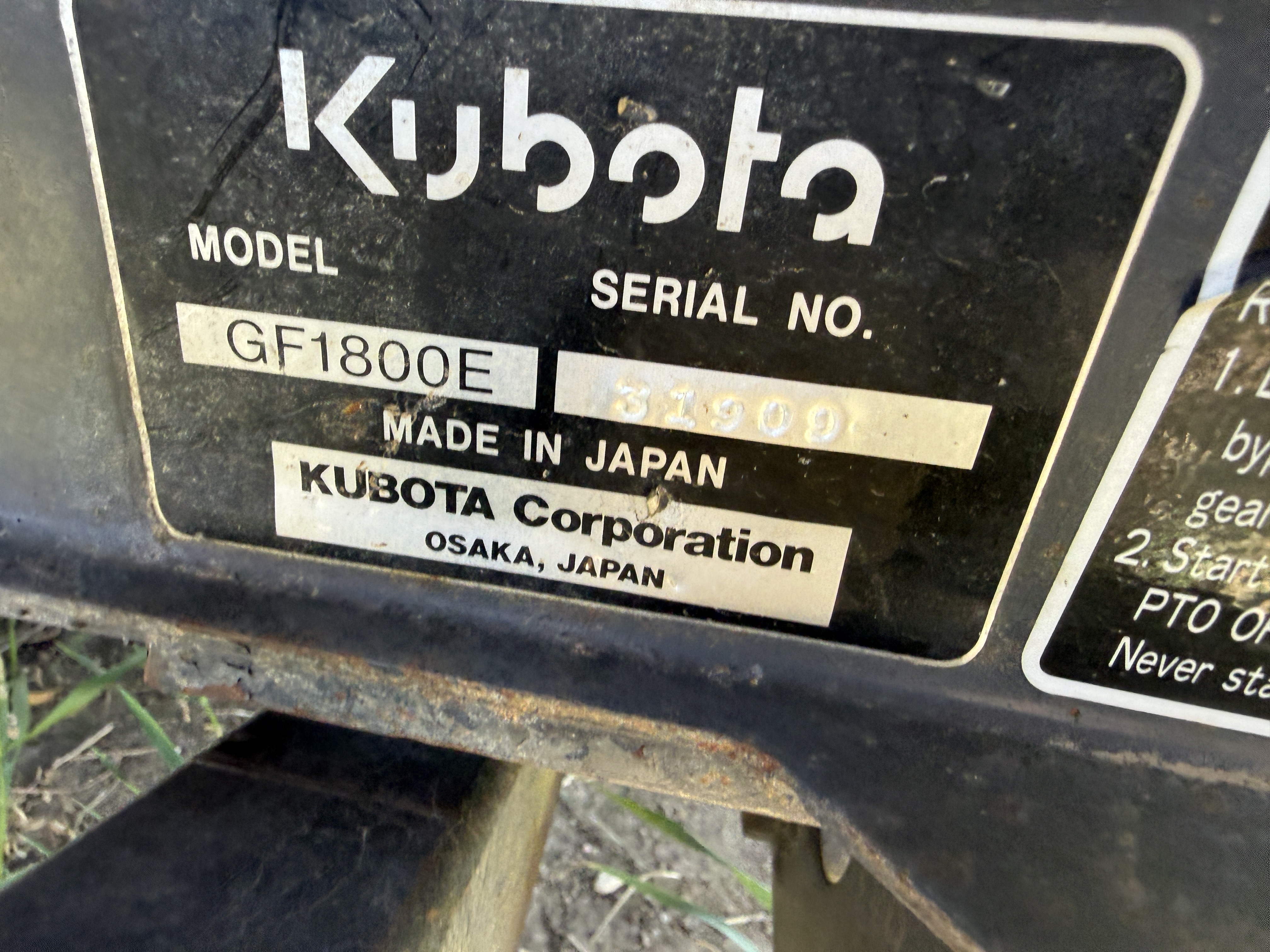 2004 Kubota GF1800 Mower/Front Deck