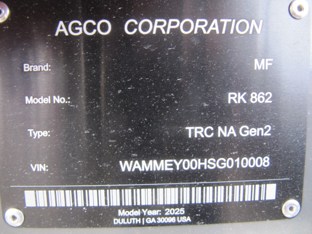 2025 Massey Ferguson MFRK862G2 Rake/Rotary
