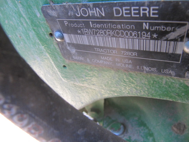 2012 John Deere 7280R Tractor