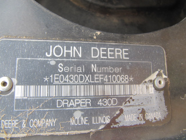2015 John Deere 430D Windrower Draper Header
