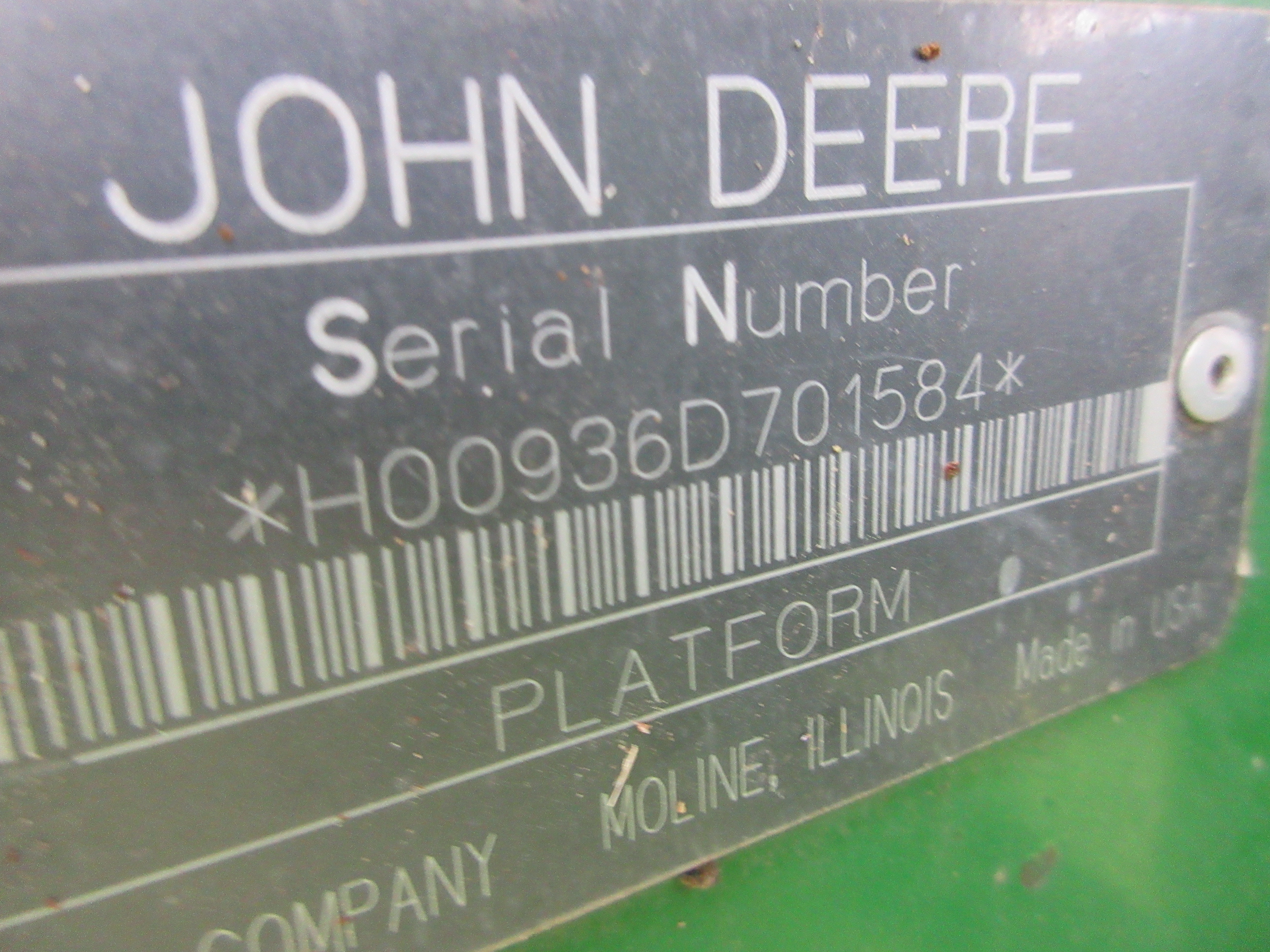 2003 John Deere 936D Header Combine