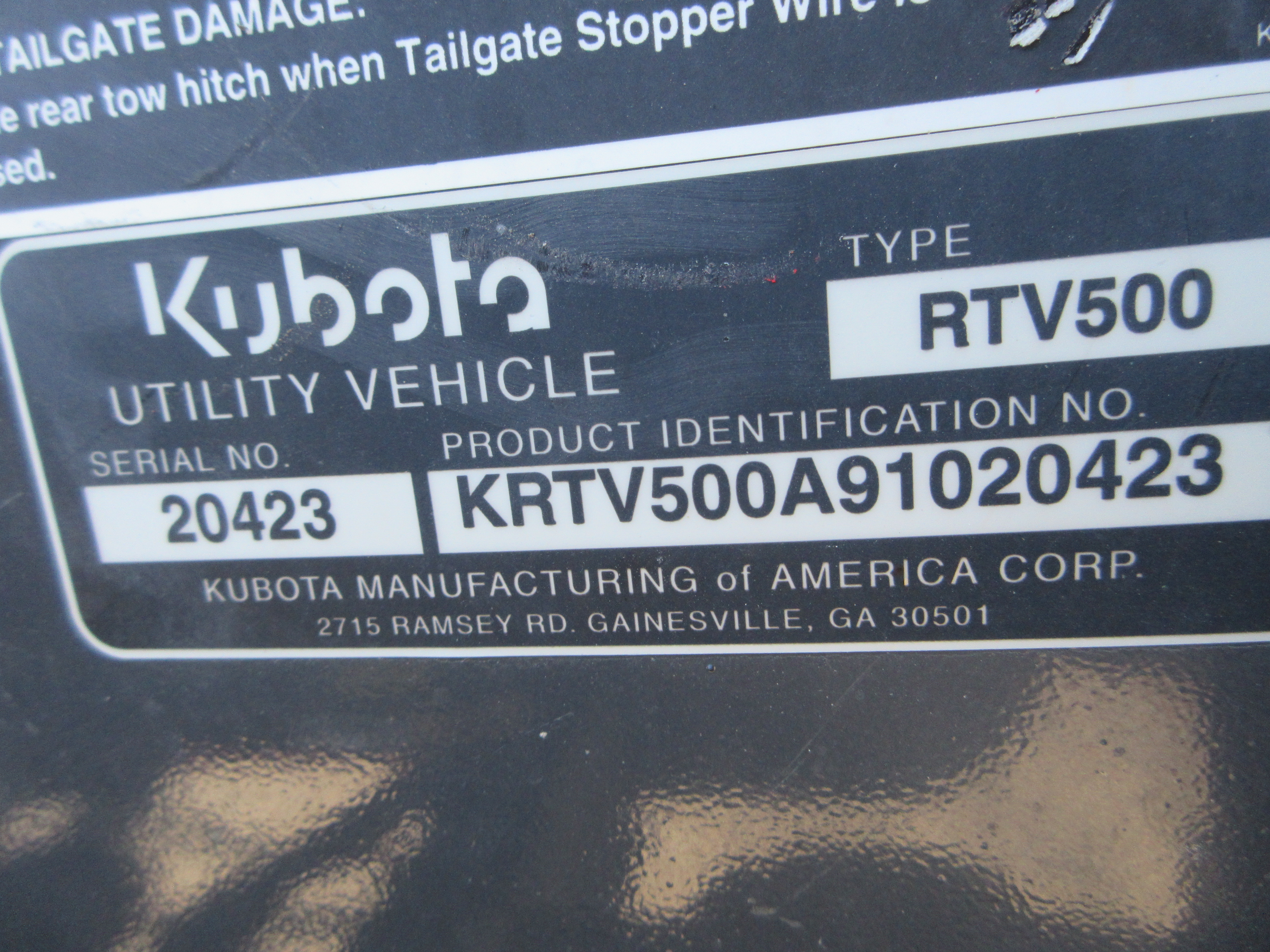 2009 Kubota RTV500 Utility Vehicle