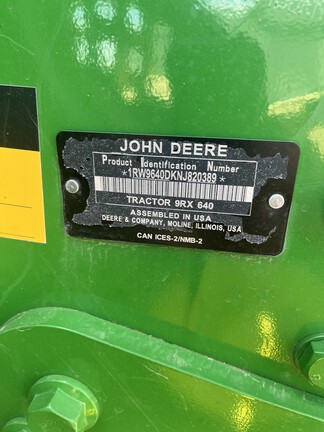 2022 John Deere 9RX 640 Tractor Rubber Track