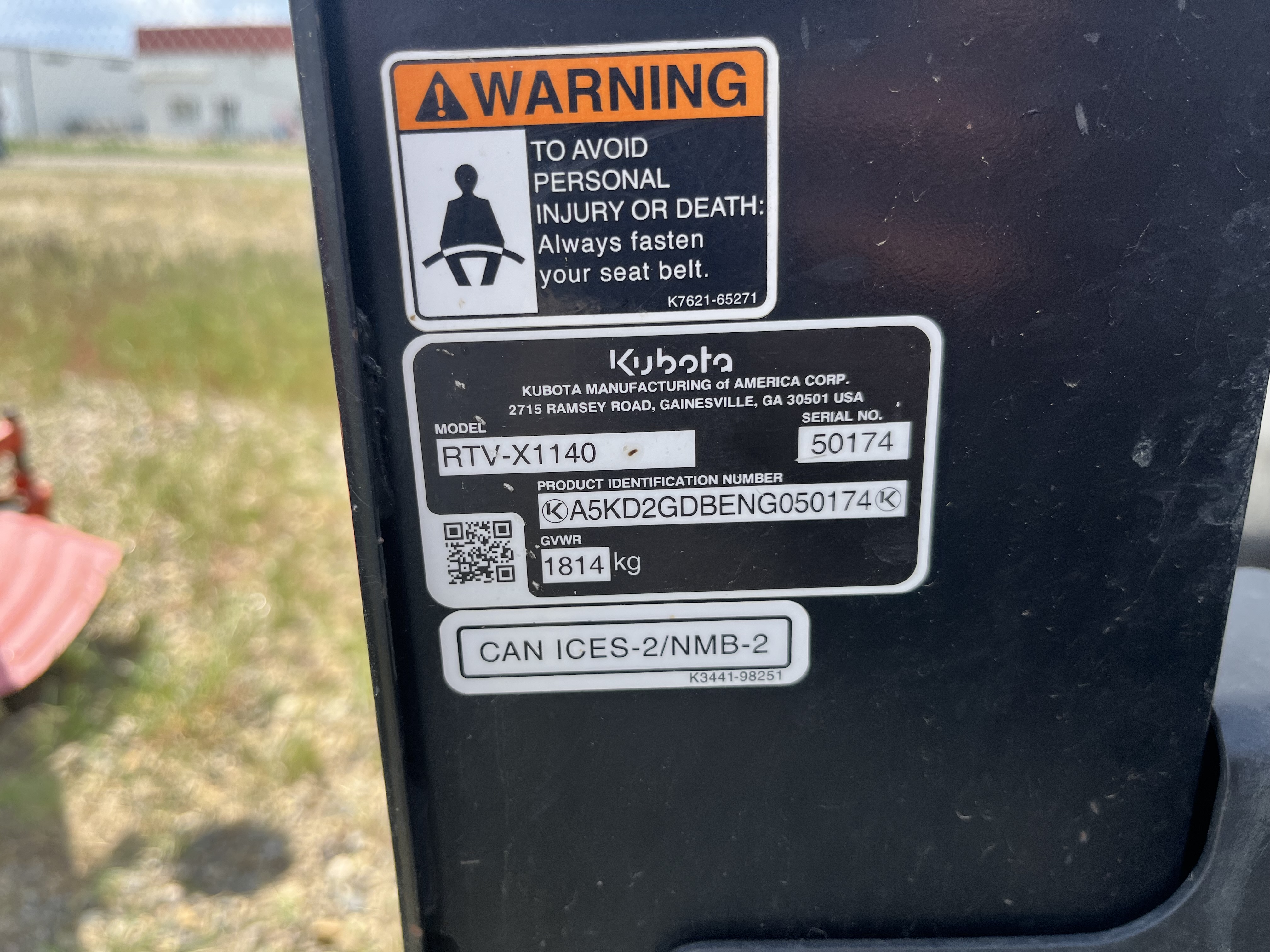 Kubota RTV-X1140 Utility Vehicle