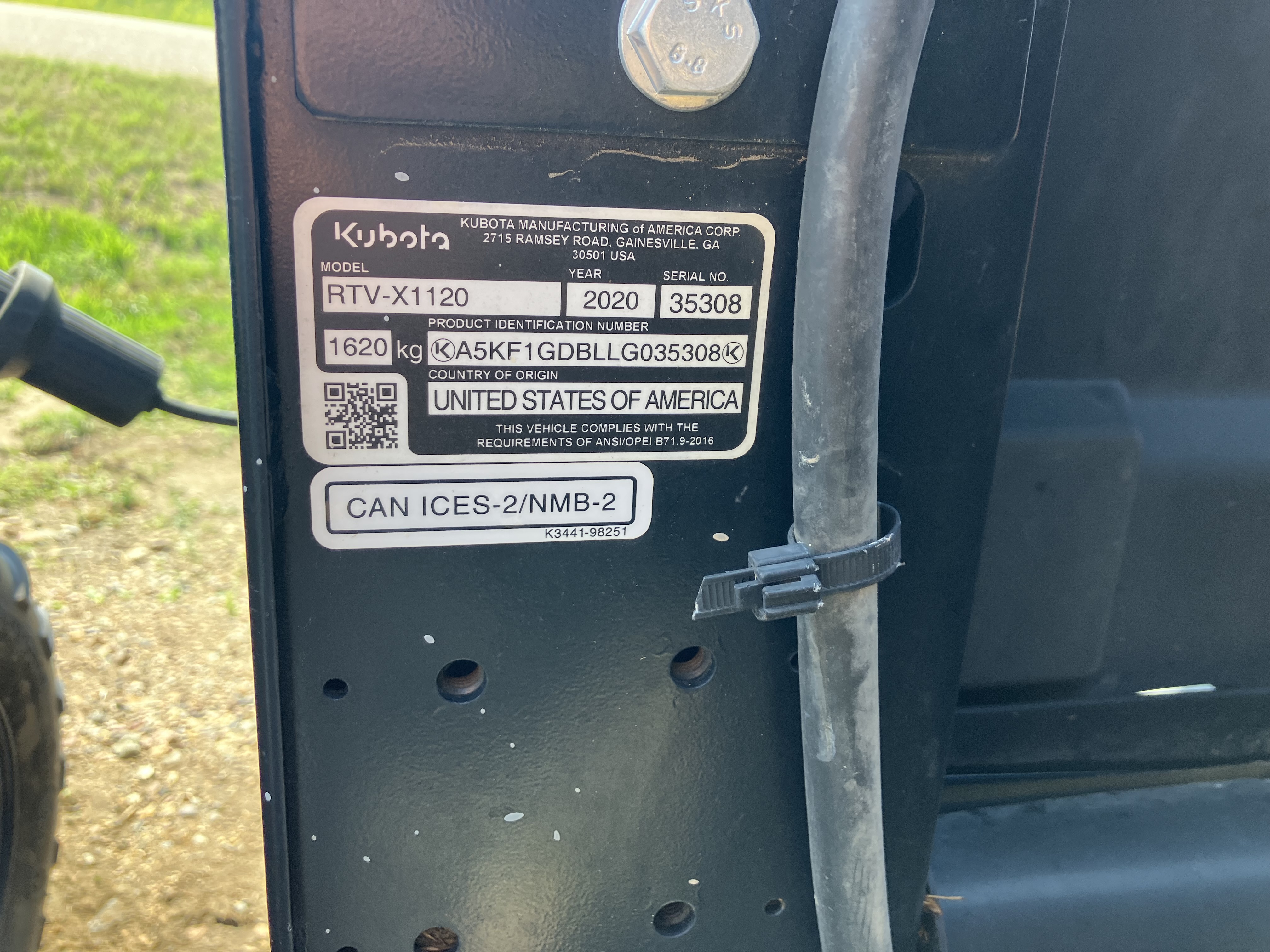 2020 Kubota RTV-X1120 Utility Vehicle