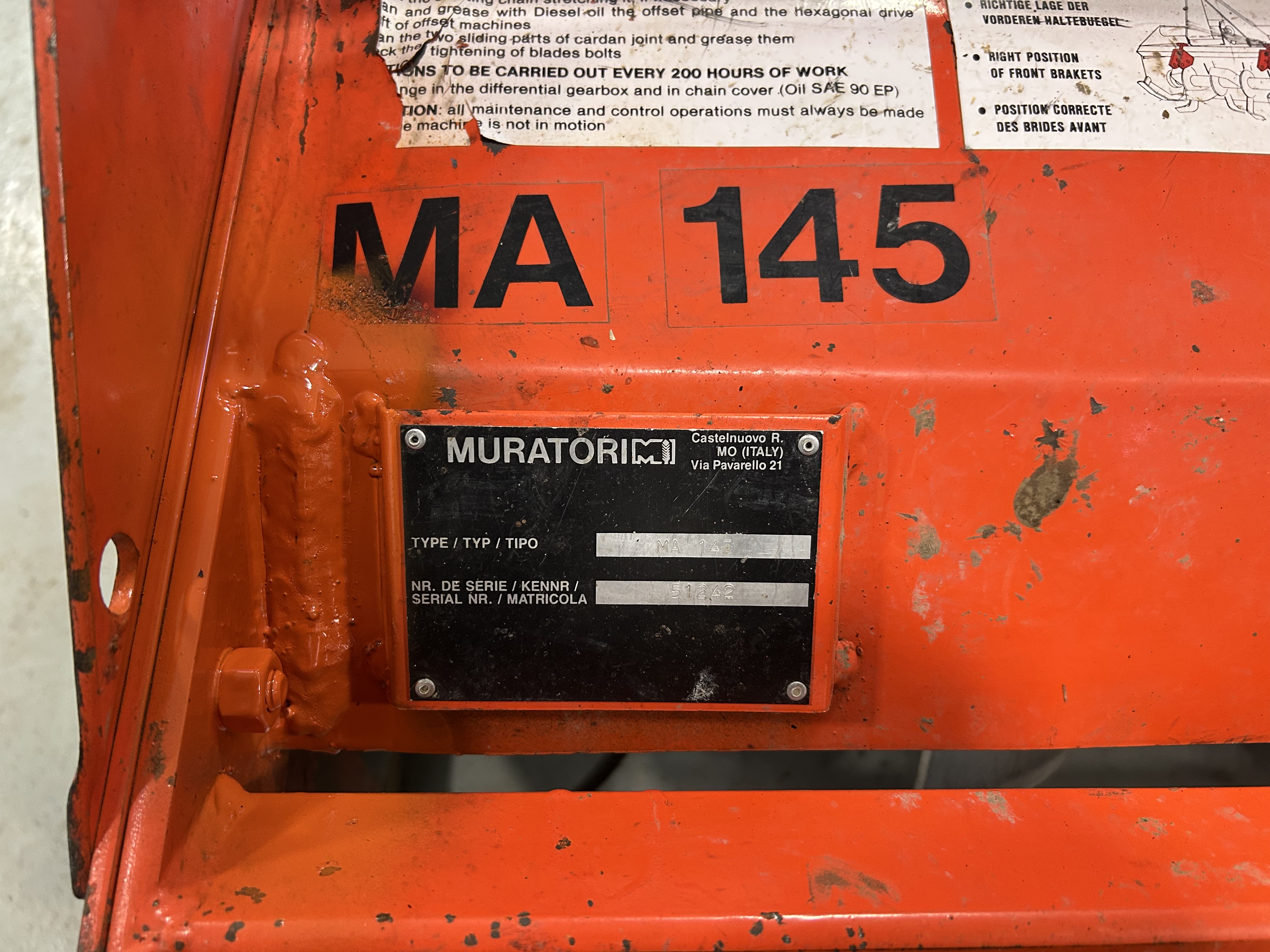 2000 Muratori MA 145 Rotary Tiller