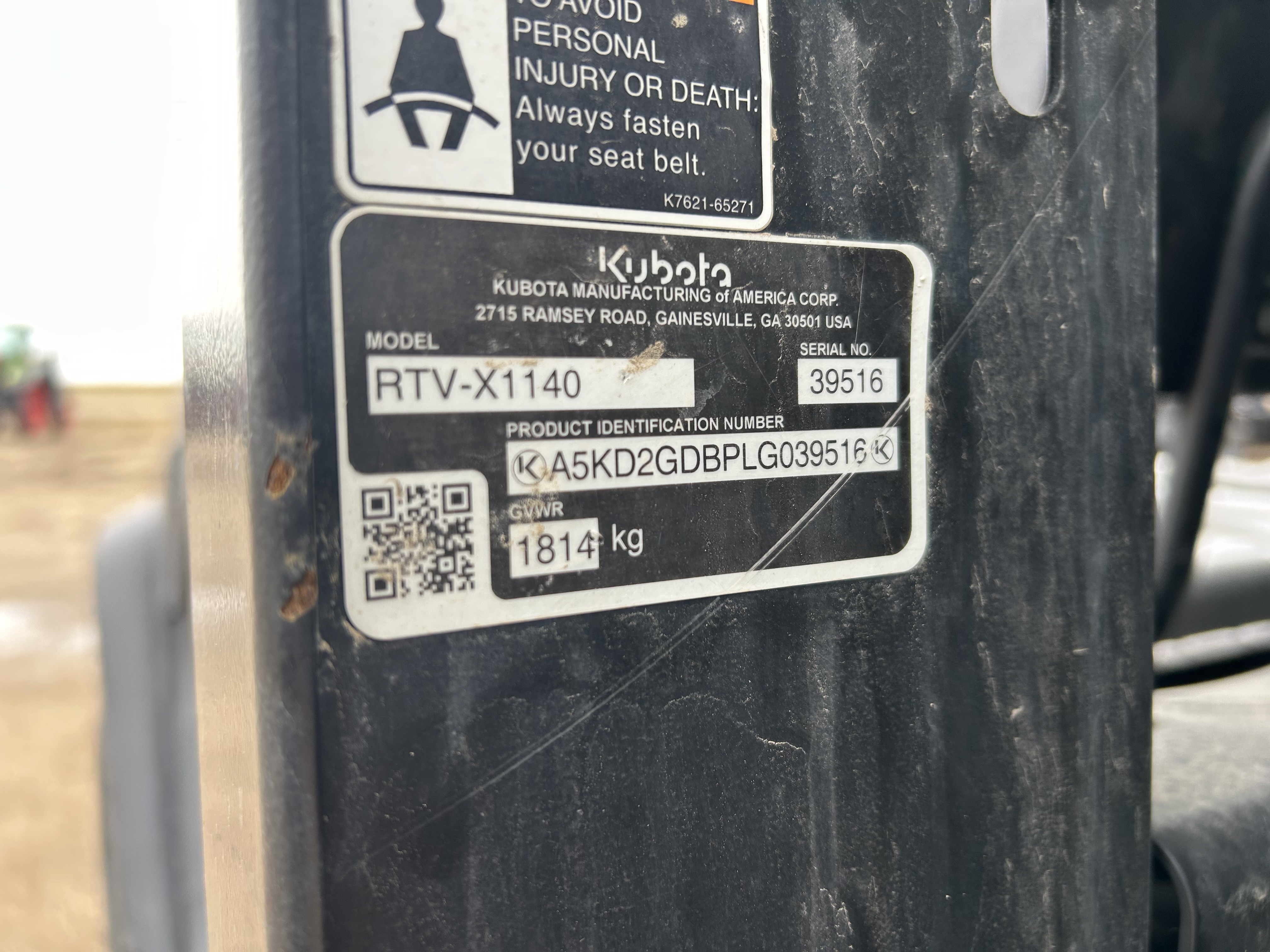 2020 Kubota RTV-X1140 Utility Vehicle