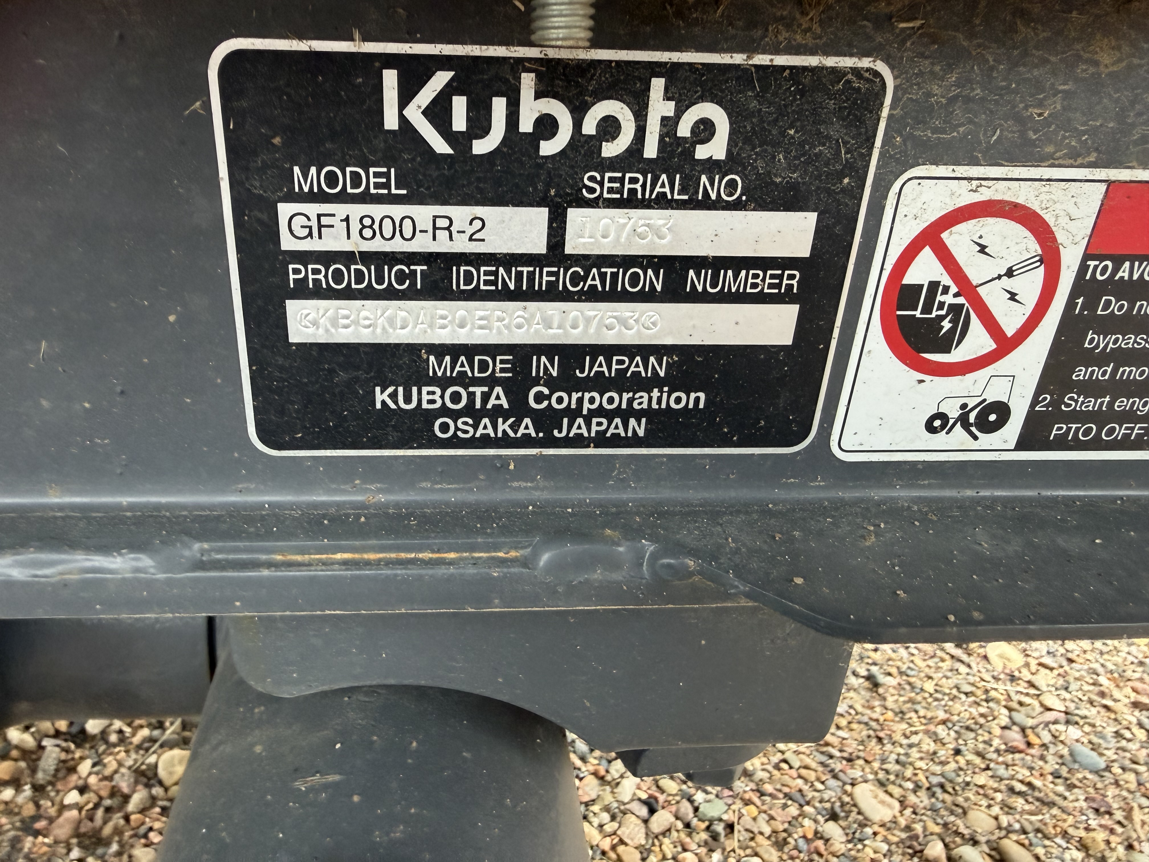 2024 Kubota GF1800 Mower/Front Deck