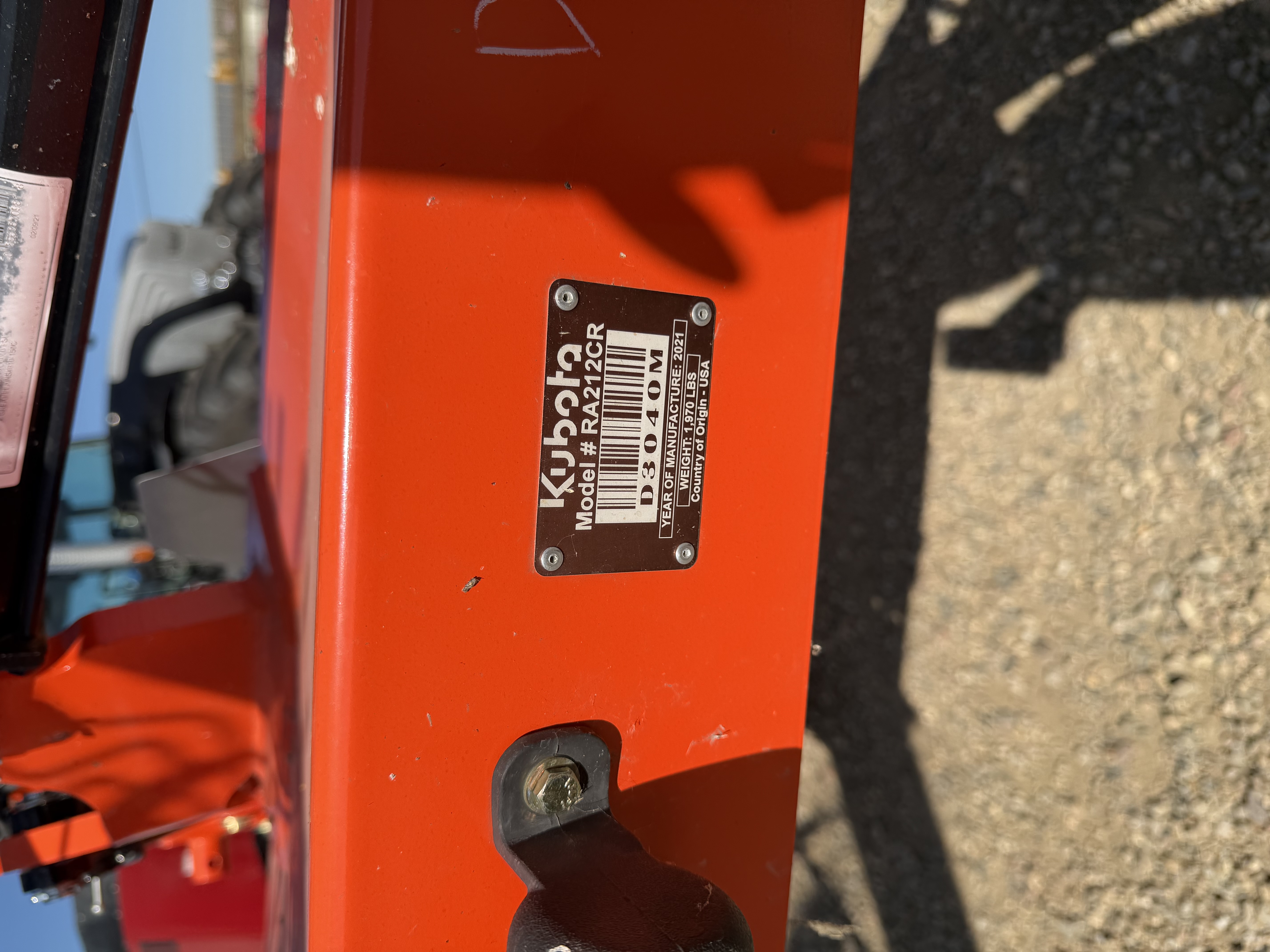 2021 Kubota RA212 Rake