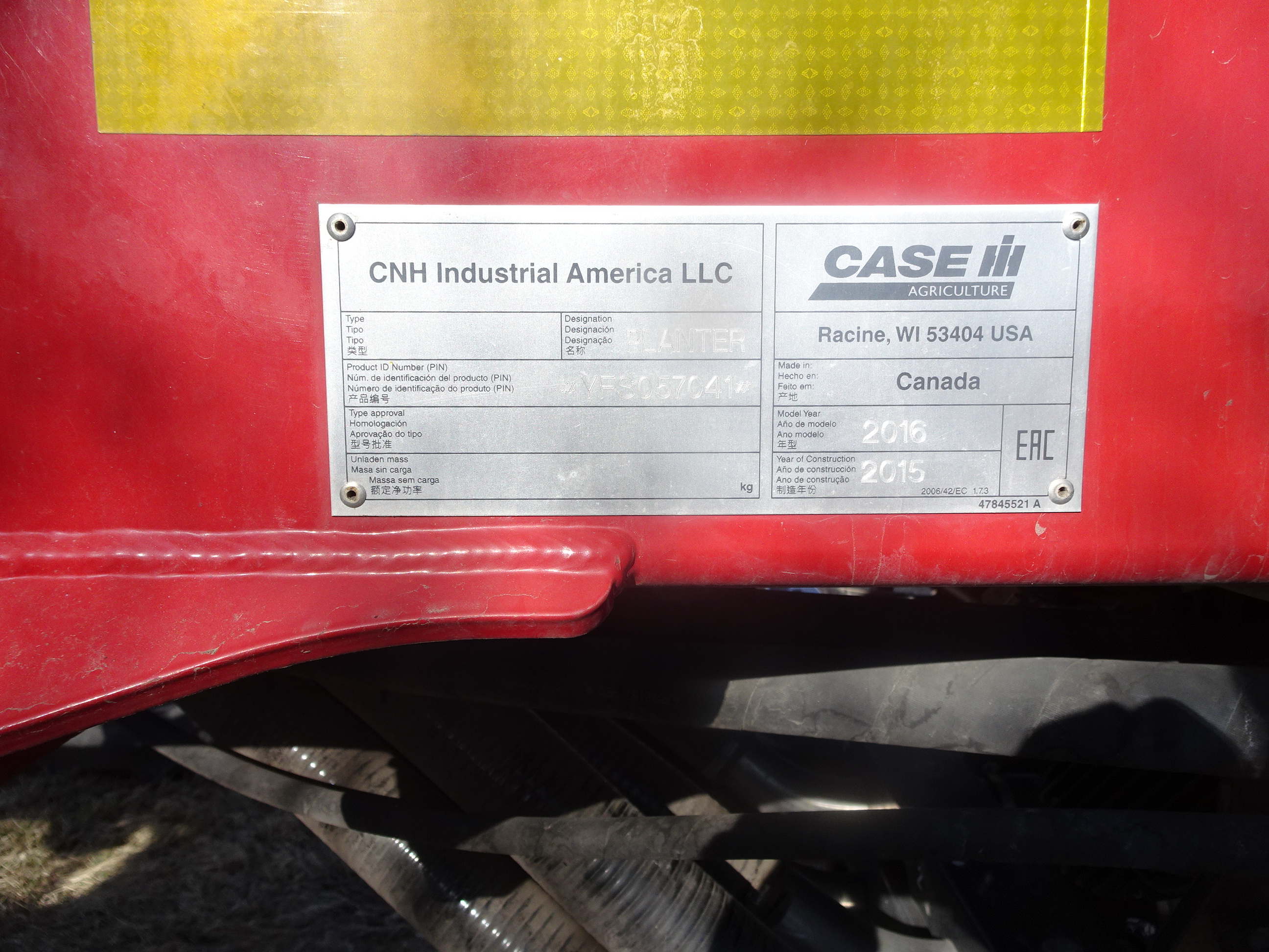 2016 Case 4585 Air Tank/Cart