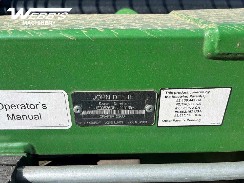 2018 John Deere W235R Windrower