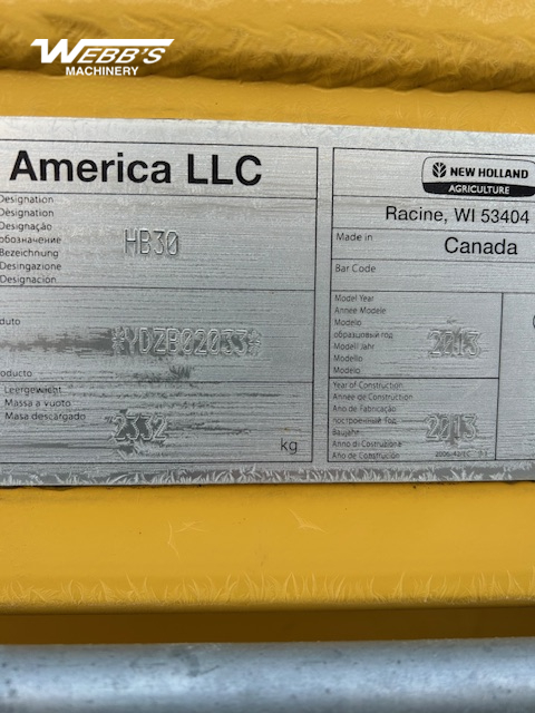 2013 New Holland HB30 Windrower Draper Header