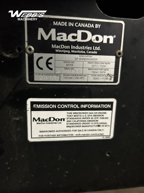 2015 MacDon M155 Windrower