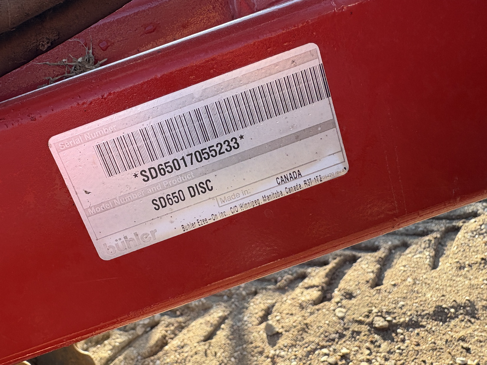 2017 Versatile SD650 Disk Offset