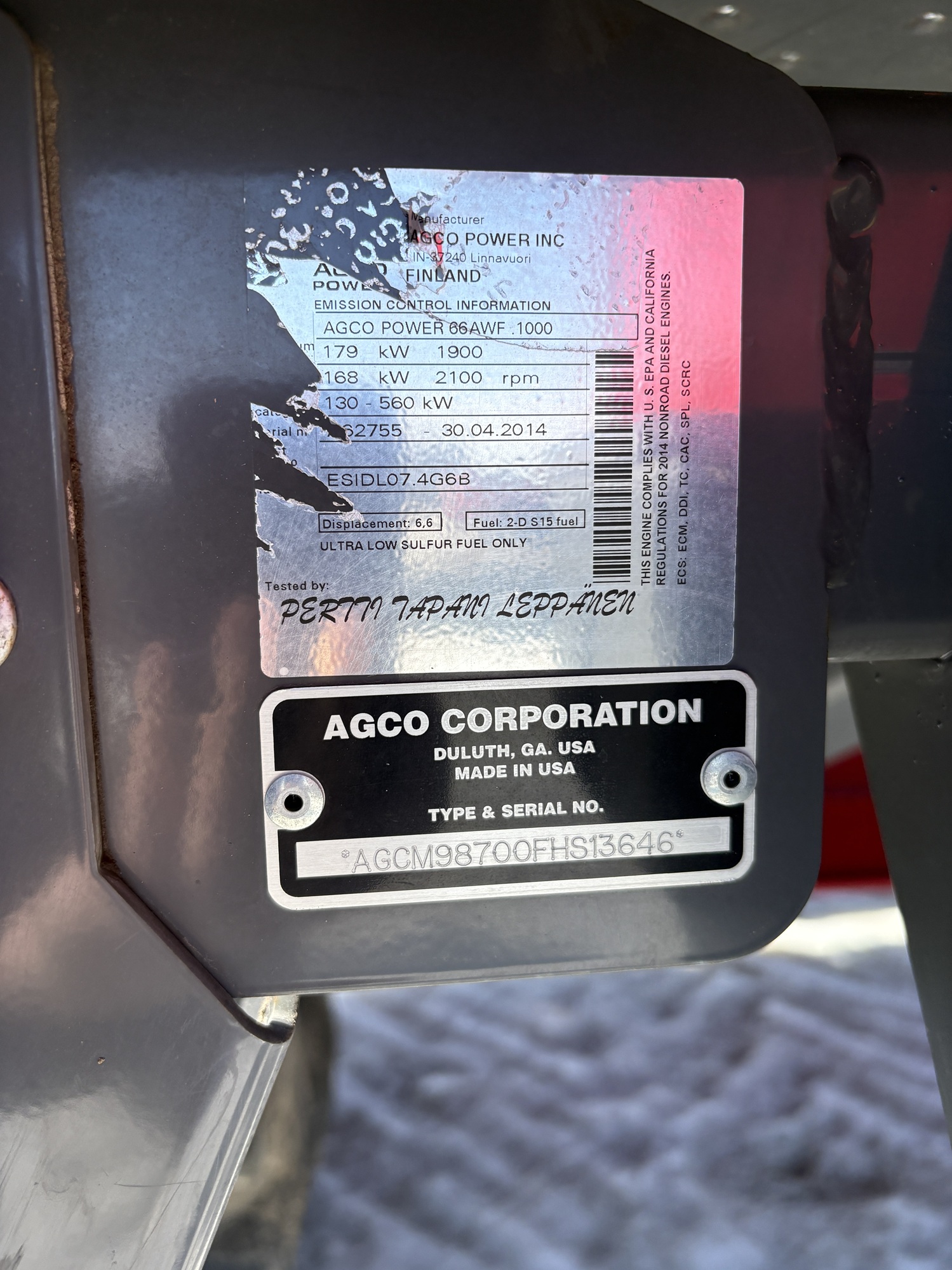 2015 Massey Ferguson WR9870 Windrower