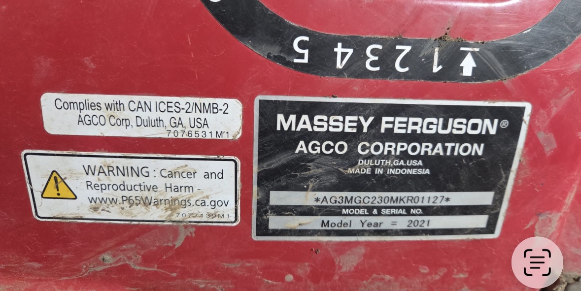 2021 Massey Ferguson GC1723E Tractor