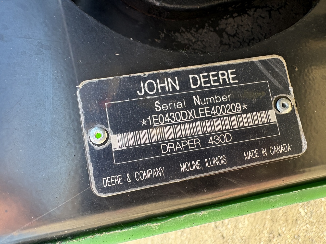 2014 John Deere 430D Windrower Draper Header