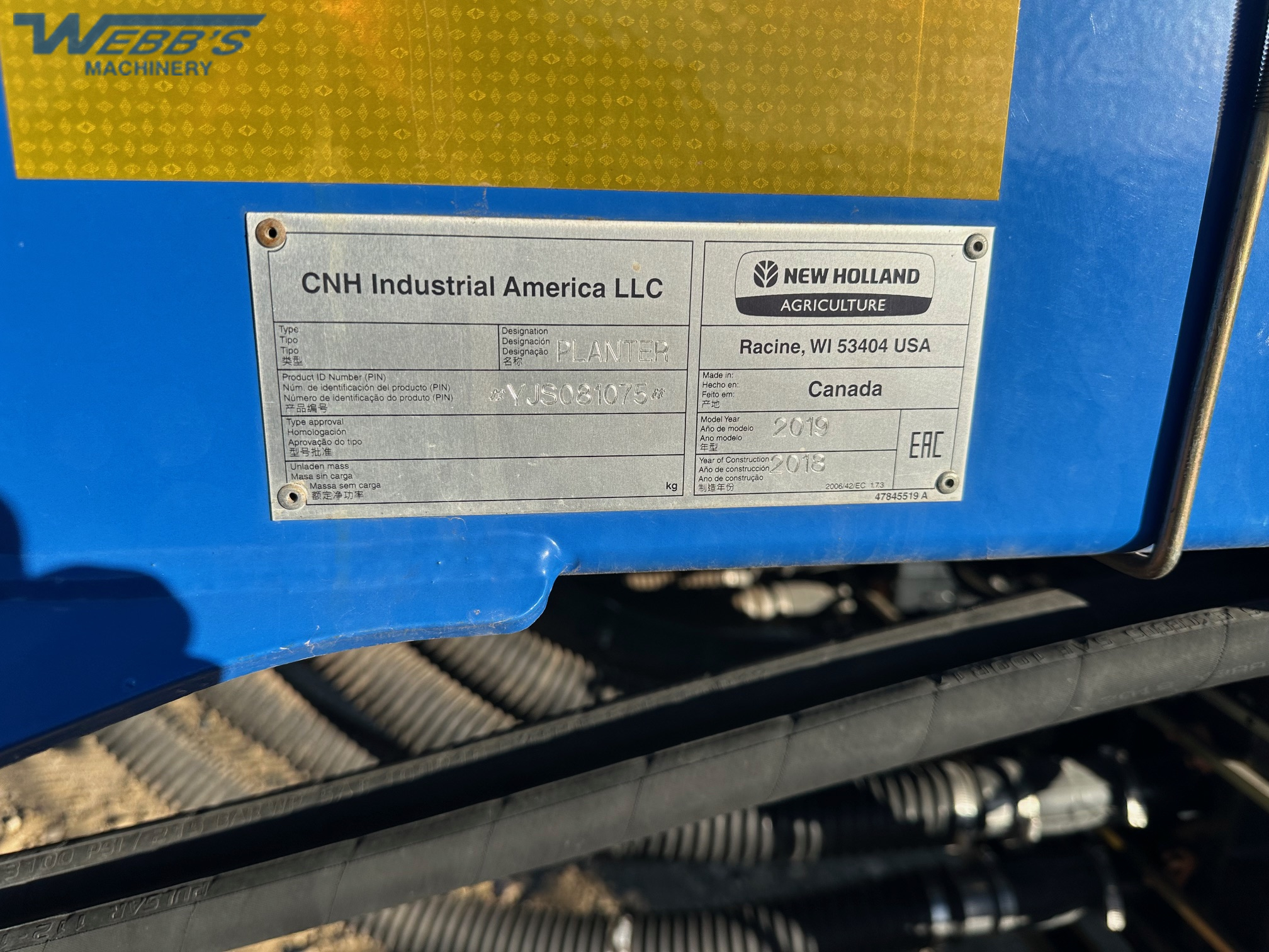 2019 New Holland P3550 Air Tank/Cart