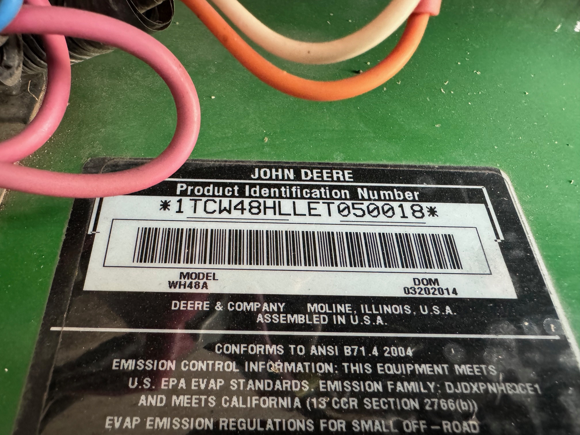 2014 John Deere WH48A Mower/Greens Walk Behind