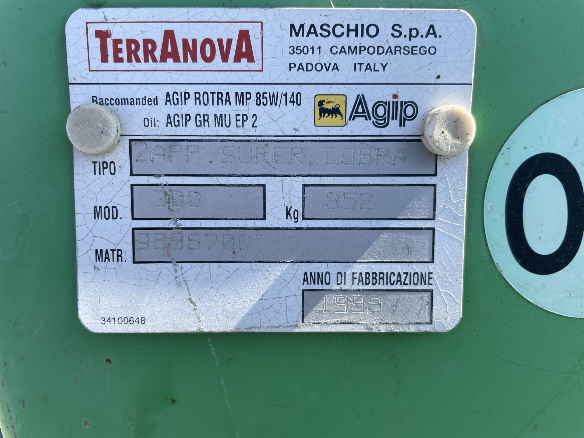 1998 Muratori 300 Rotary Tiller