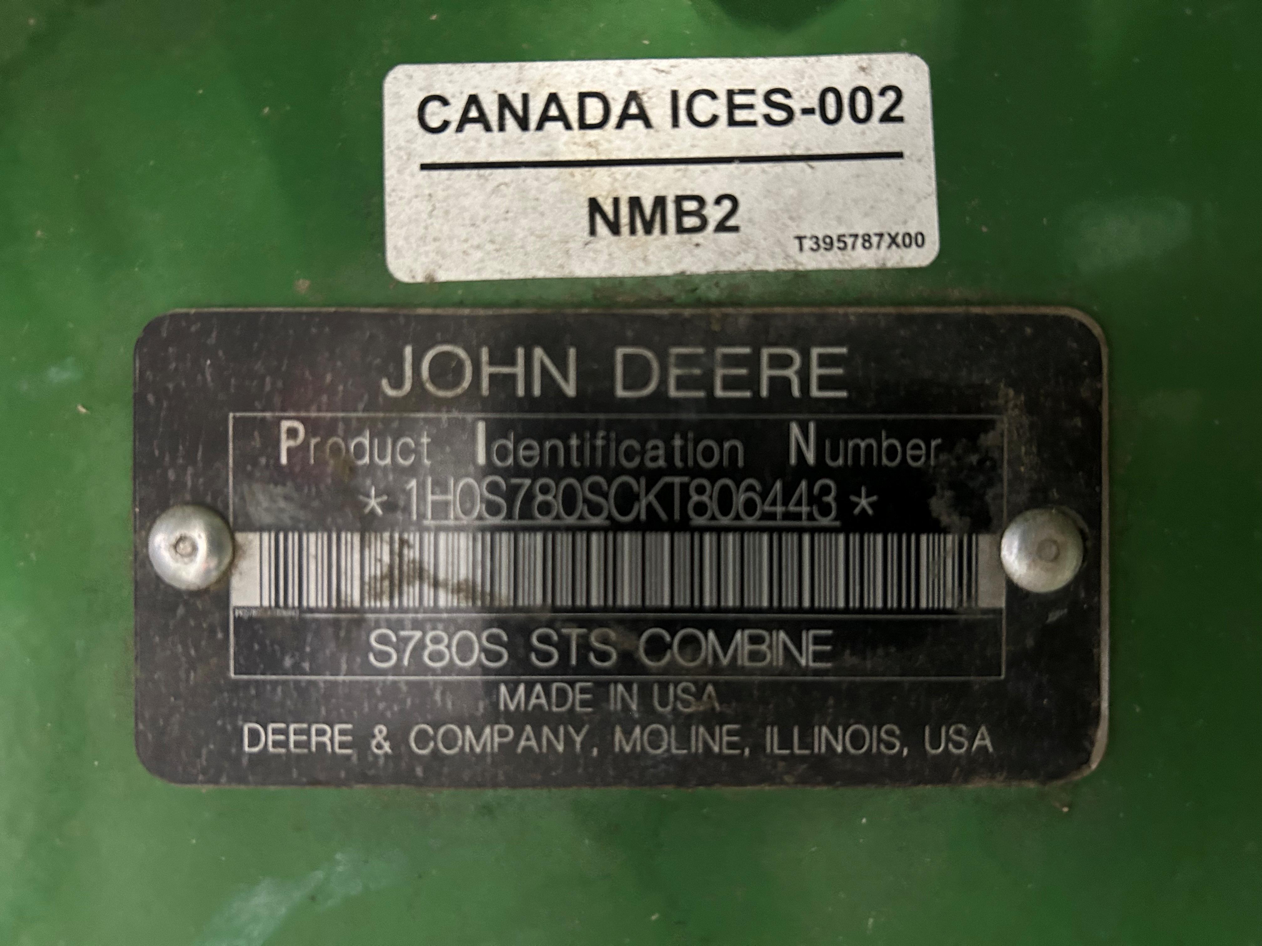 2019 John Deere S780 Combine