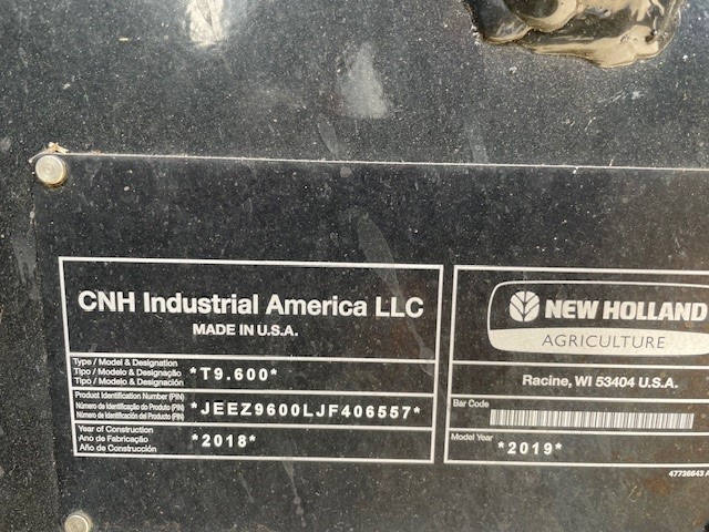 2019 New Holland T9.600Q Tractor Rubber Track