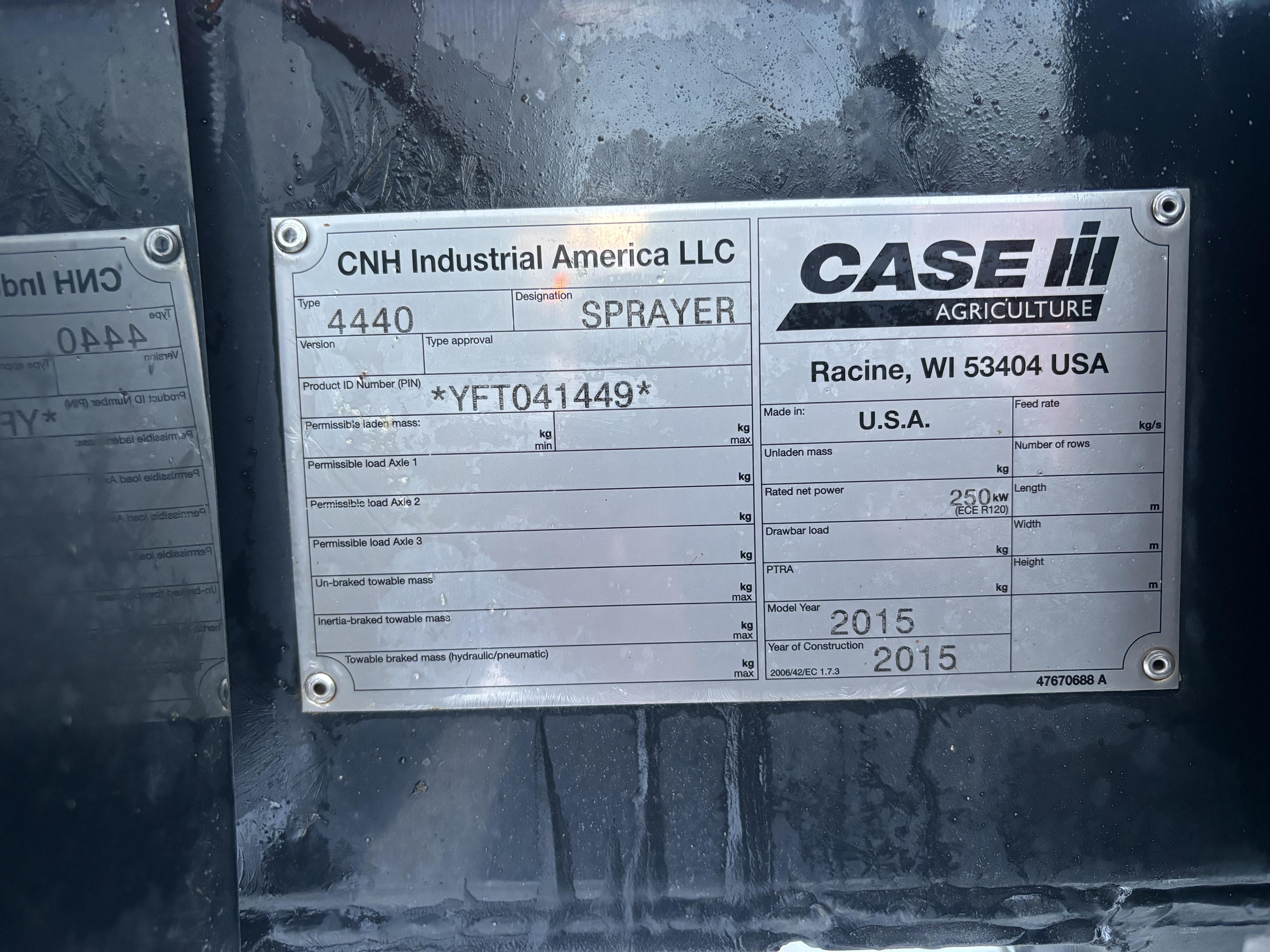 2015 Case IH Patriot 4440 Sprayer/High Clearance