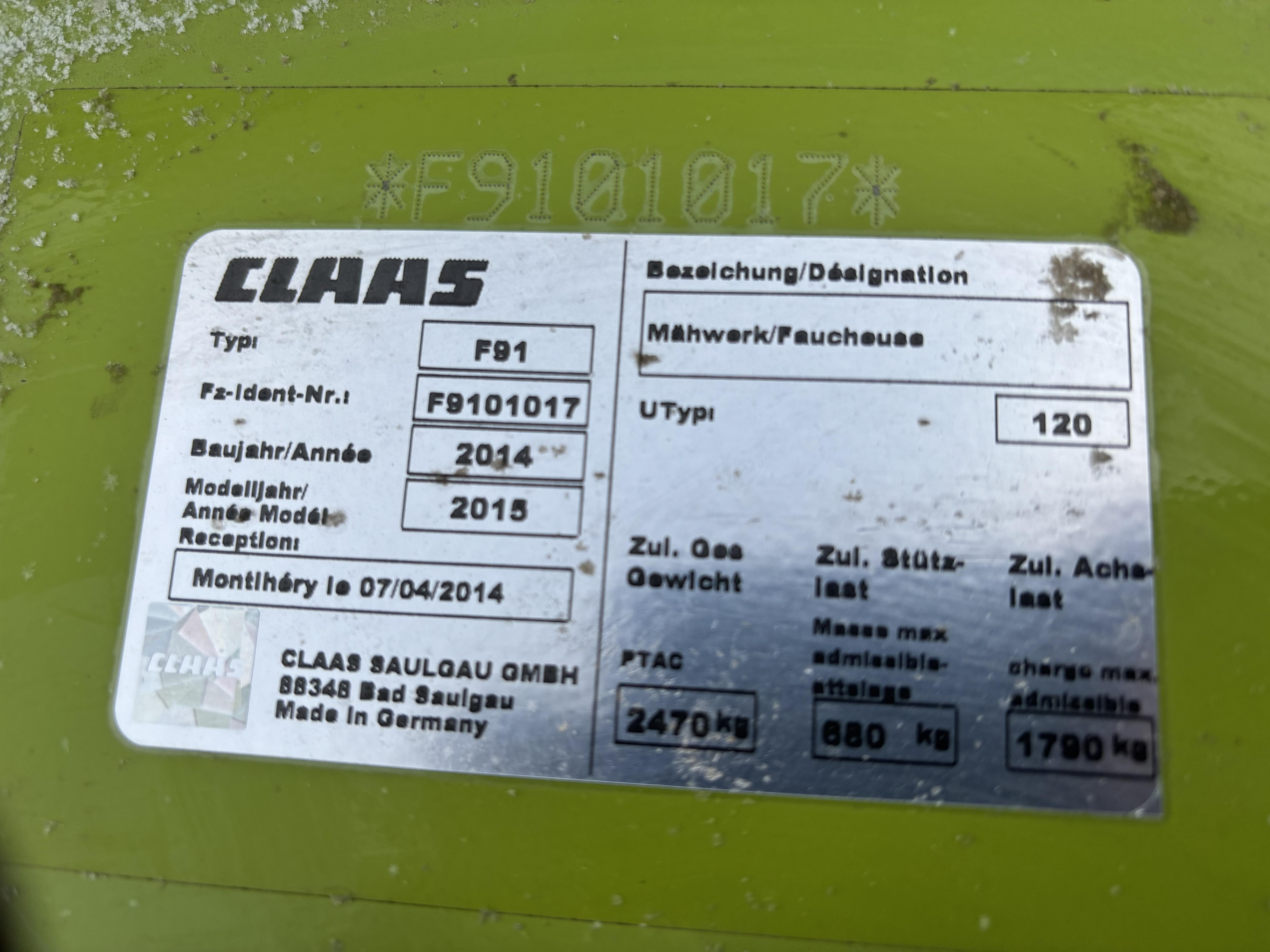 2015 CLAAS DISCO 3600TRC Mower Conditioner