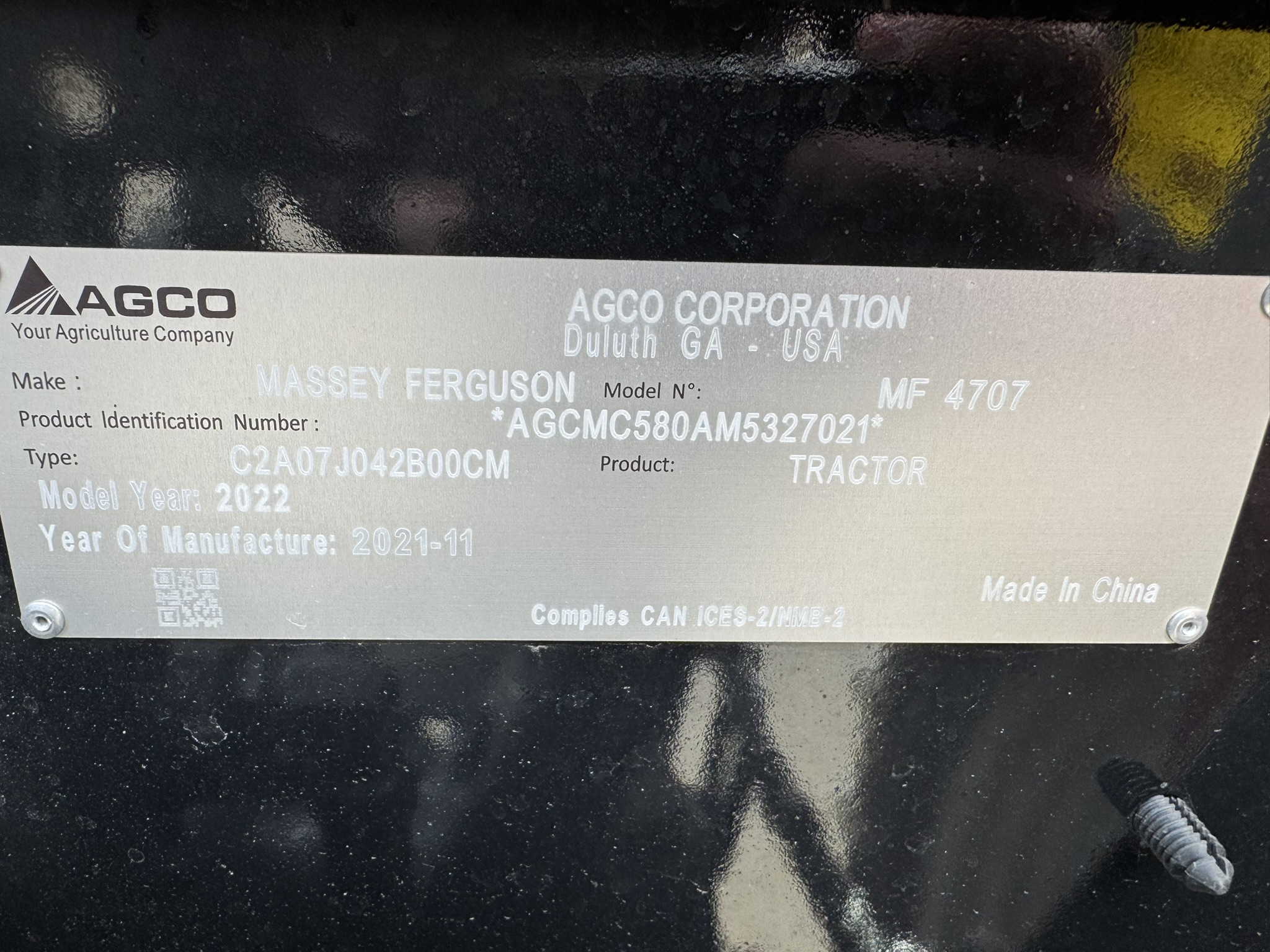 2022 Massey Ferguson 4707 Tractor