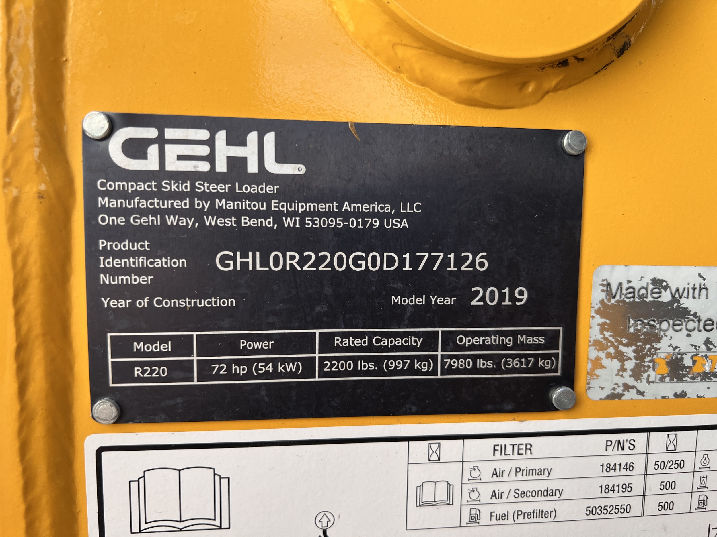 2019 Gehl R220 Skid Steer Loader