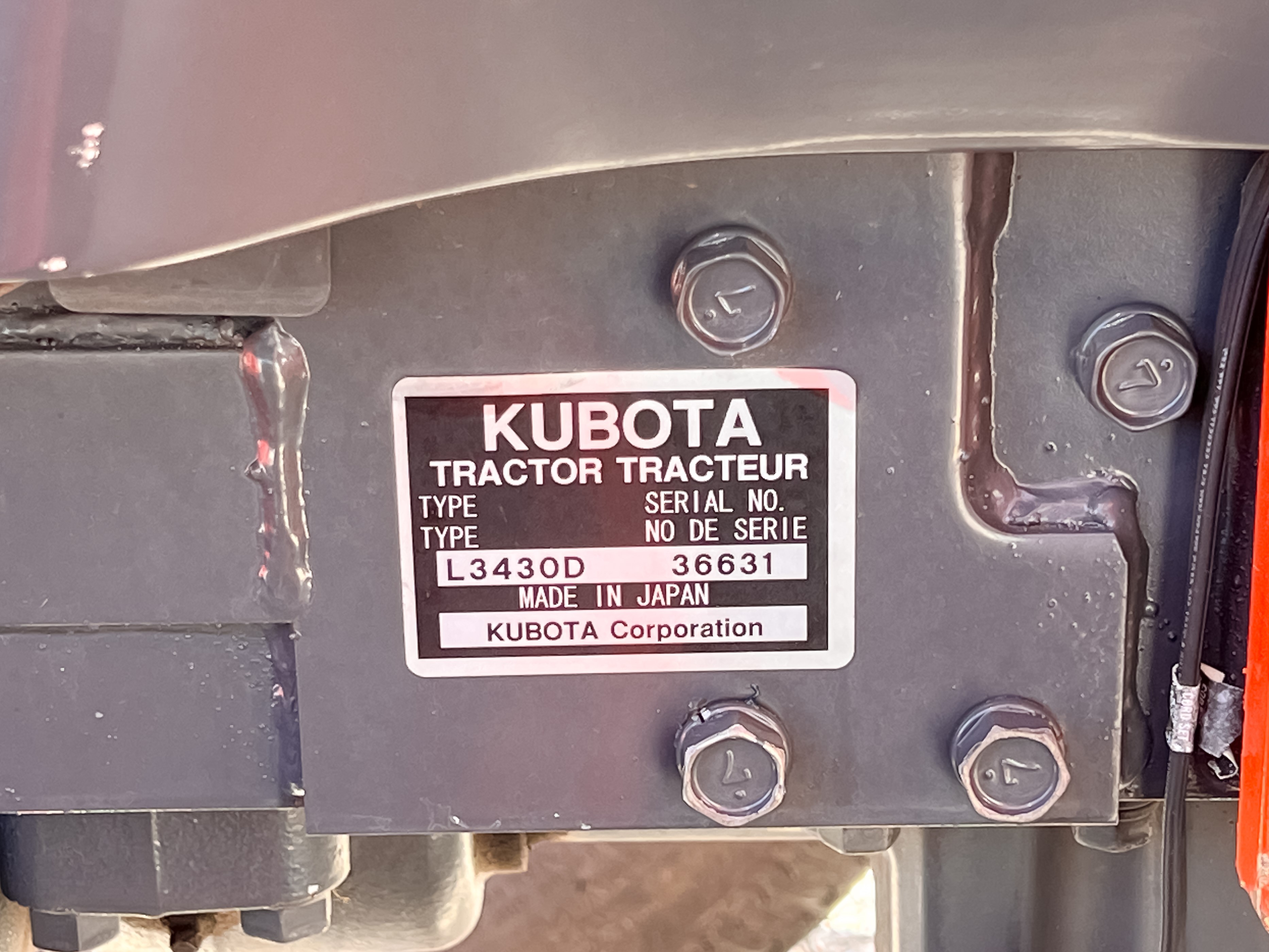 2007 Kubota L3430 Tractor